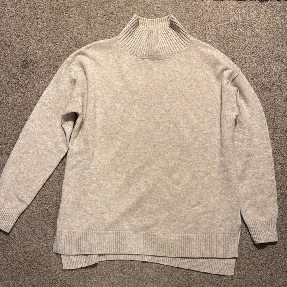 Vertical Design Cashmere Turtleneck Sweater